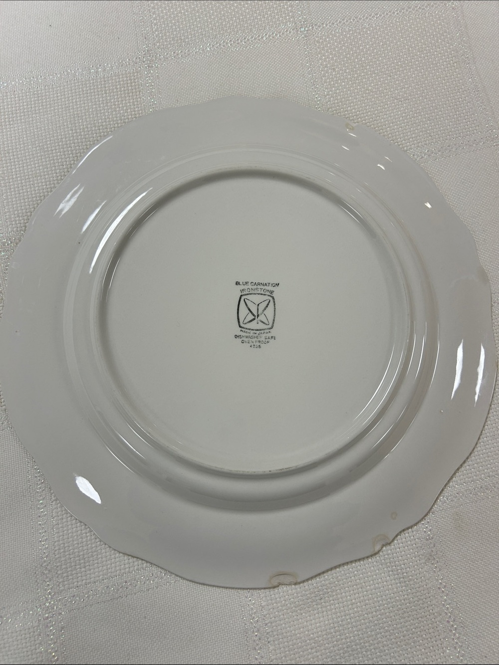 Vintage Blue Carnation ironstone dinner plate image 4